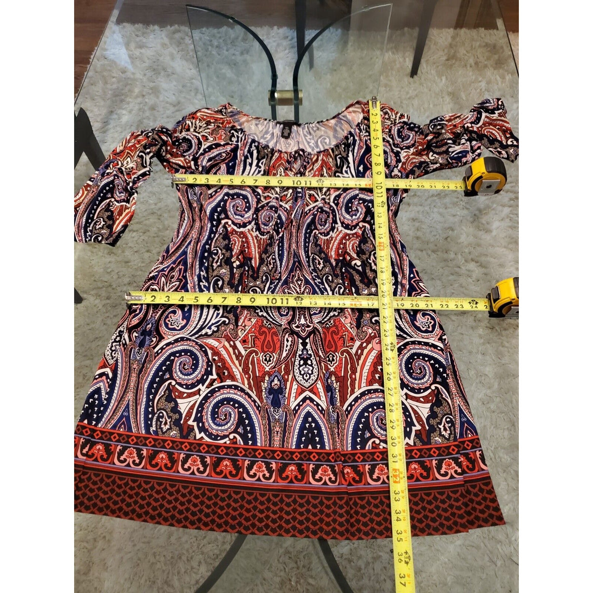 INC Women Multicolor Polyester Scoop Neck Long Sleeve Knee Length Dress Size PXL