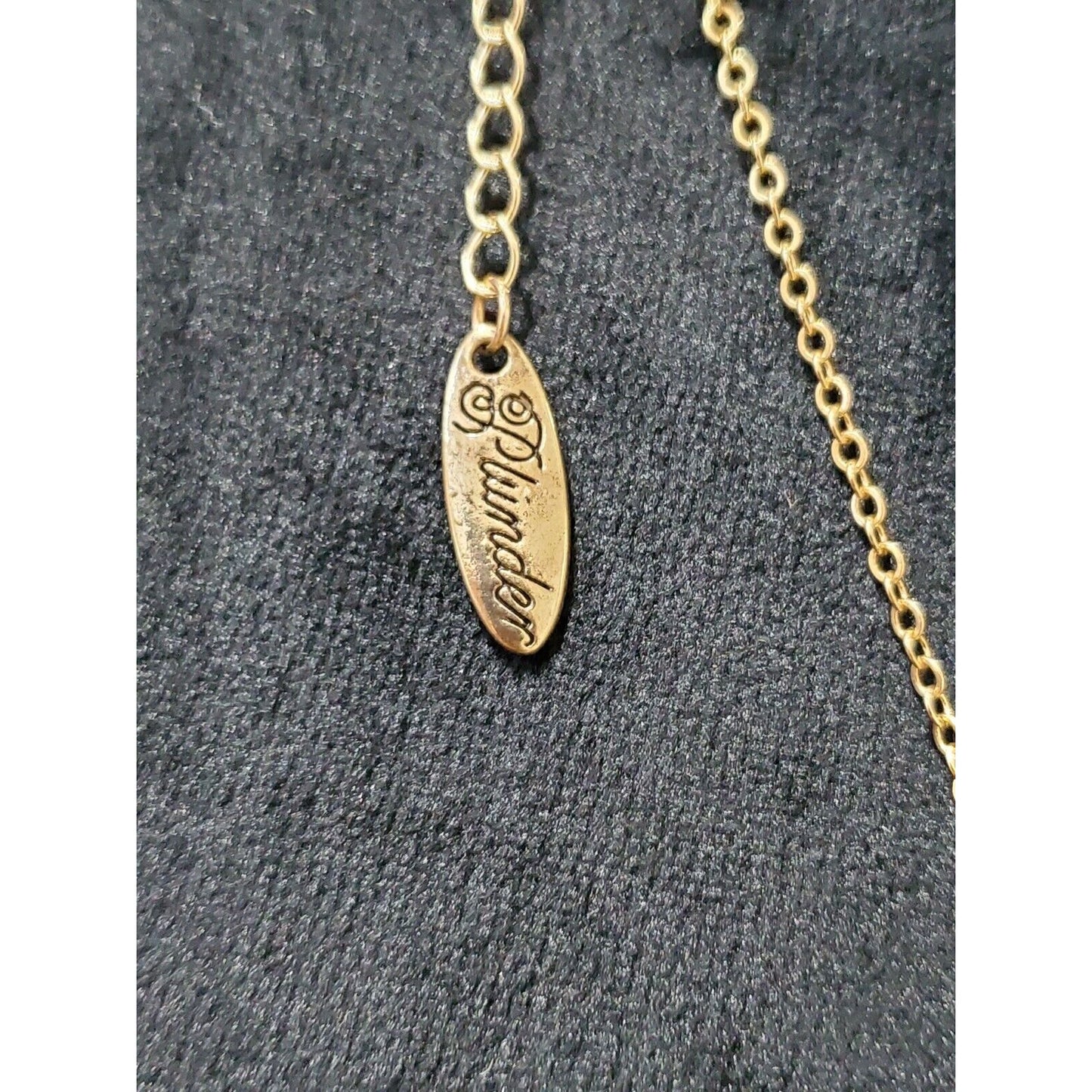 Plunder Women's Black Stone with Gold Chain Necklace