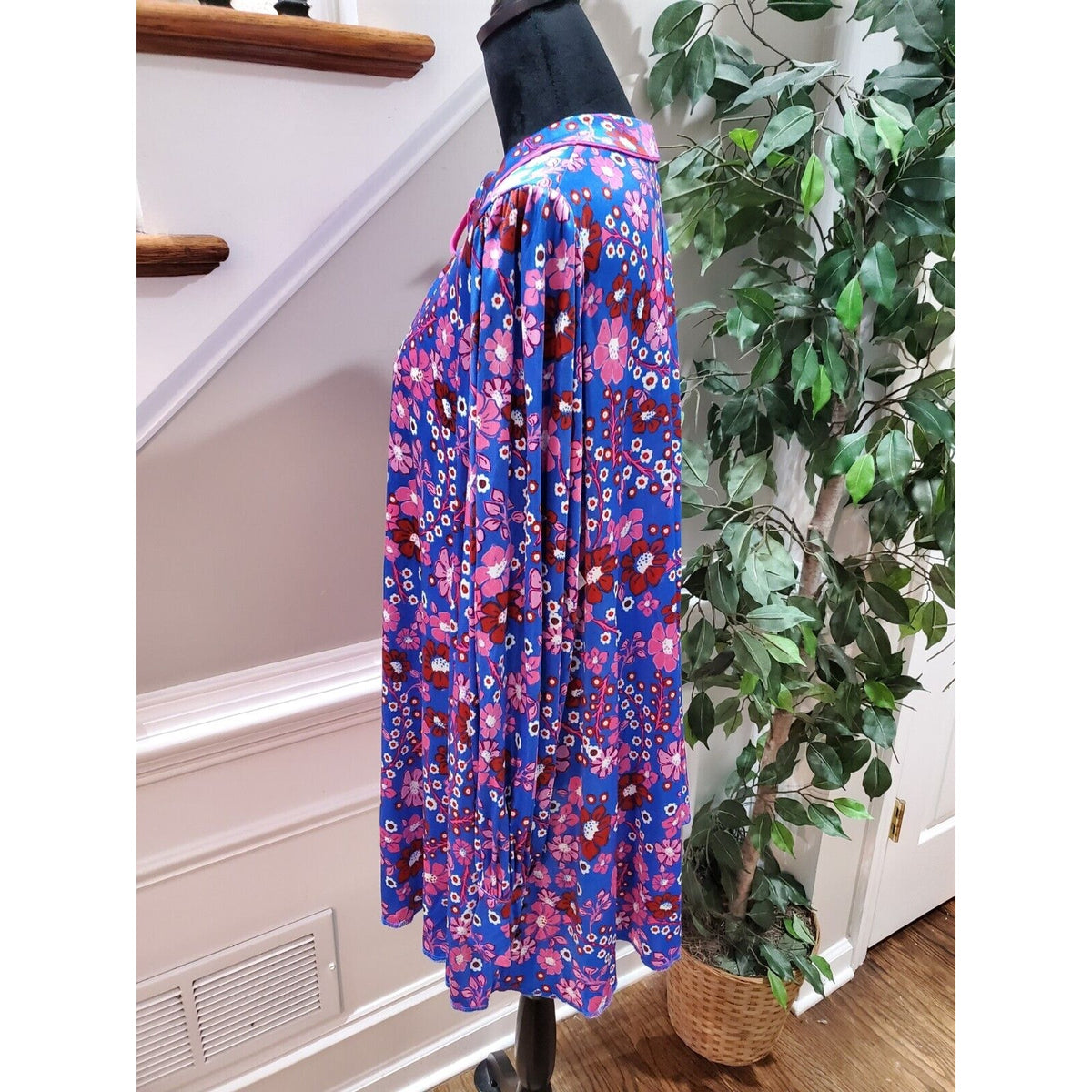 Free People Daisy Jane Mini Dress Botanical Combo Floral Tie Neck Size Small