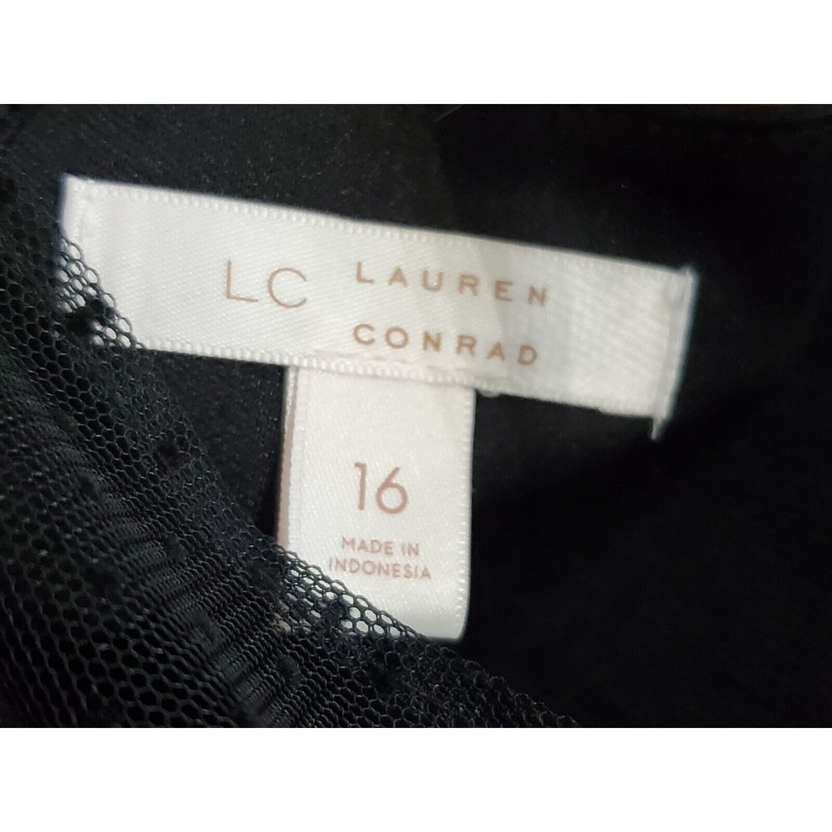 LC Lauren Conrad Women's Black Round Neck Sleeveless Knee Length Lace Dress 16