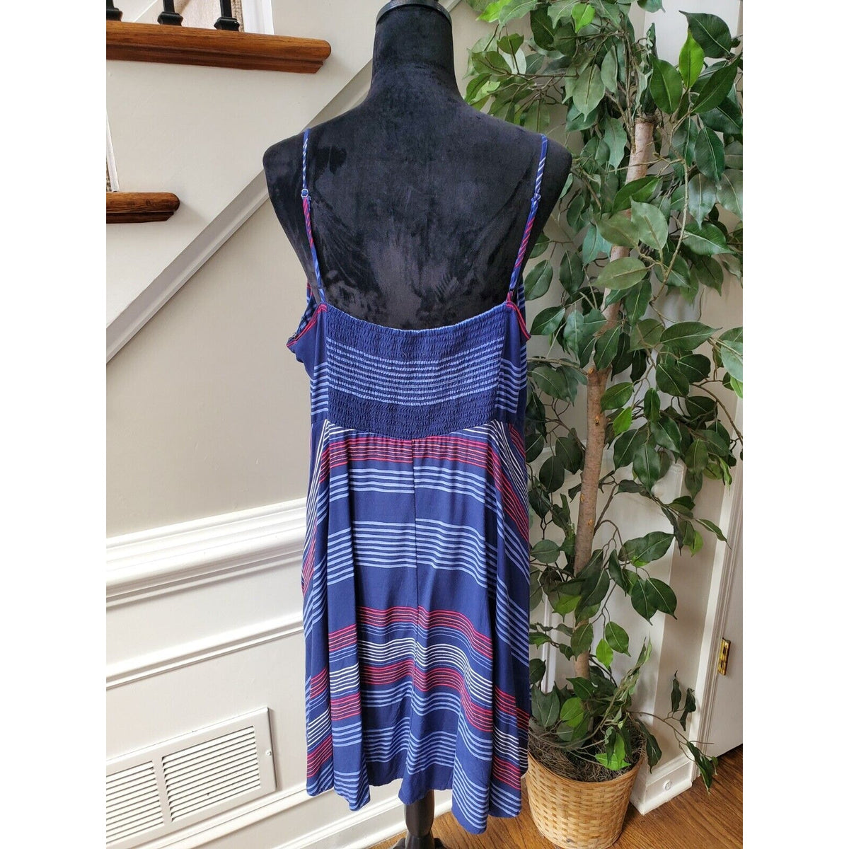 Old Navy Women Multicolor Rayon Sweetheart Neck Sleeveless Knee Length Dress XL