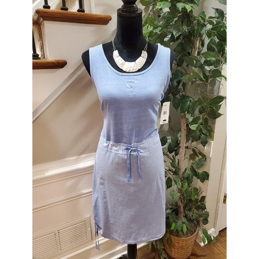 Woolrich Womens Blue 100% Cotton Sleeveless Round Neck Knee Length Dress Small