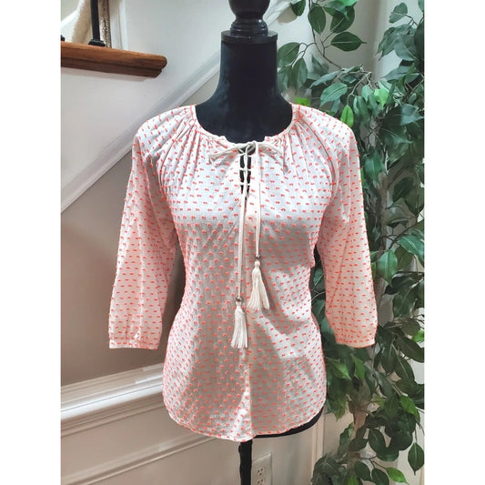Victoria's Secret Women's White Cotton Round Neck Long Sleeve Top Blouse Size XS