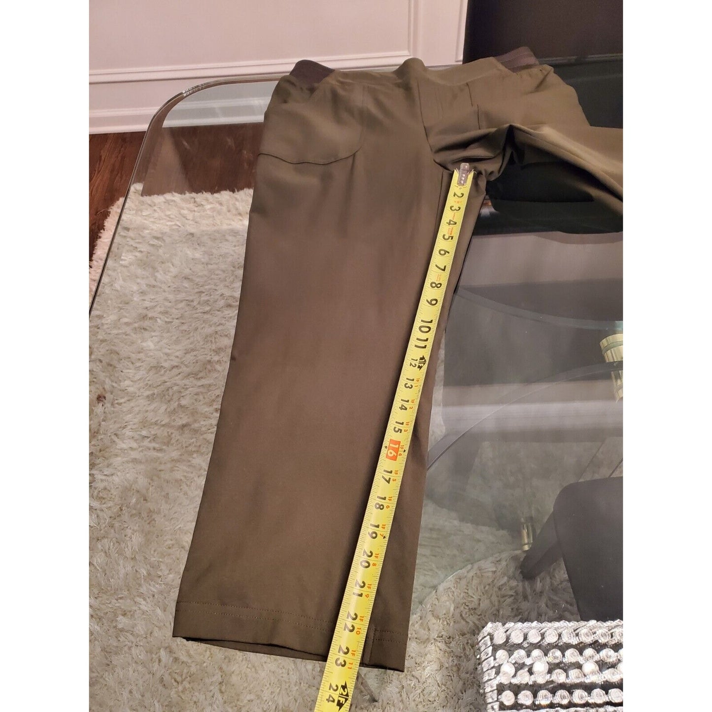 Made for Life Women Green Polyester Mid Rise Pull on Comfort Waist Pant Size MT