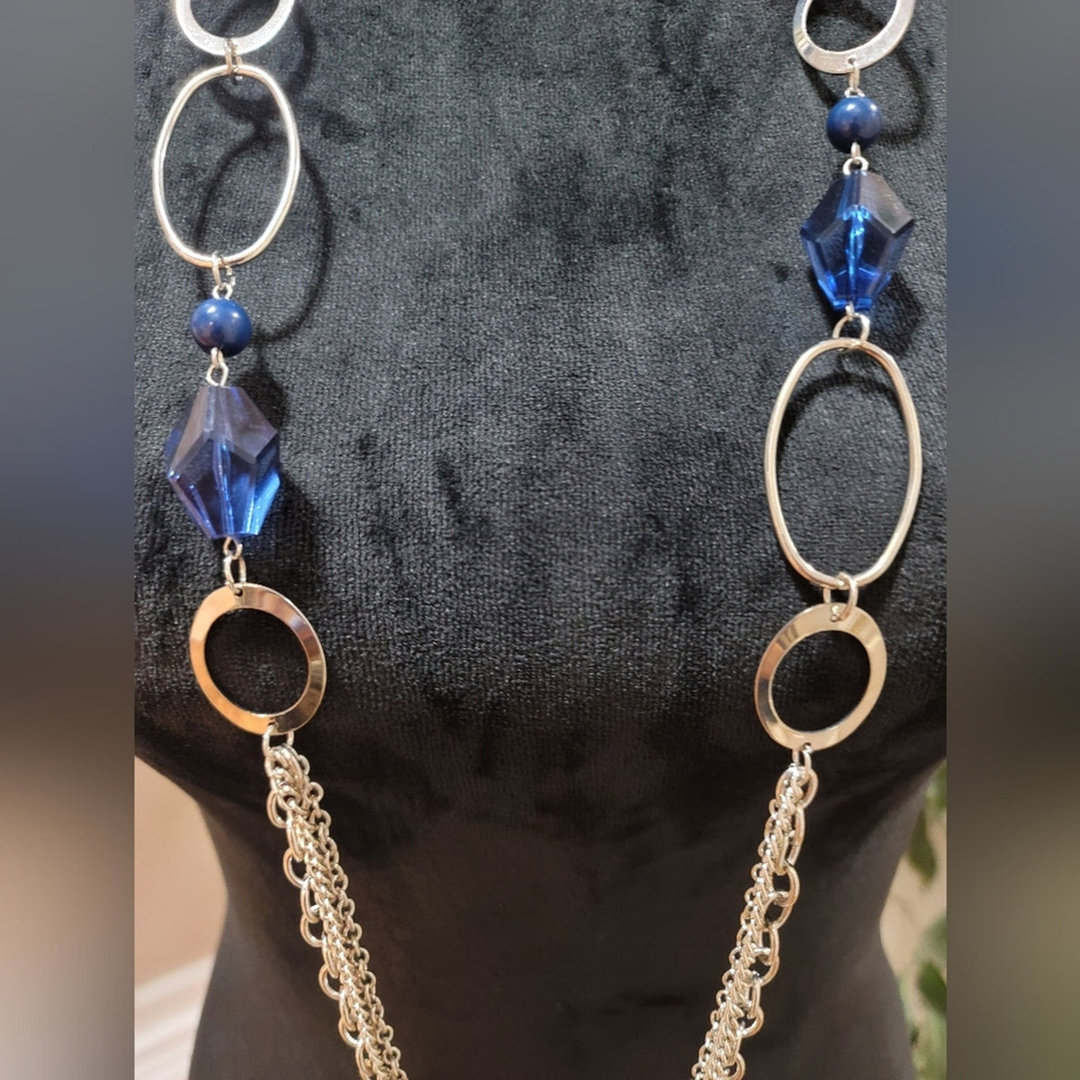 Blue and Silver Long Necklace