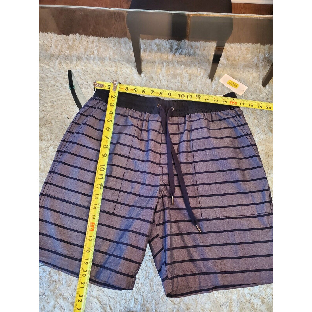 Original Penguin Dark Sapphire Striped Slim Fit Swim Trunk Print Shorts Size XL