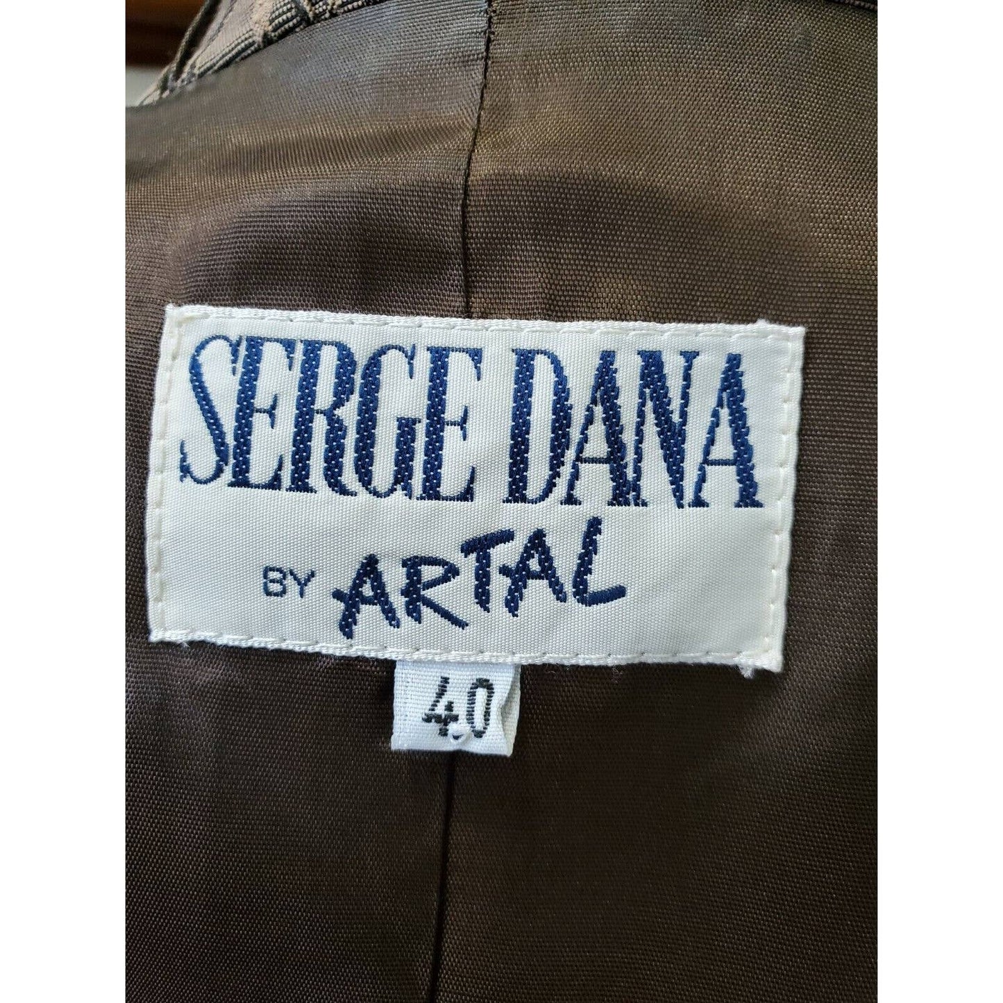 Vintage Serge Dana Brown Polyester Long Sleeve Single Breasted Fitted Blazer 40