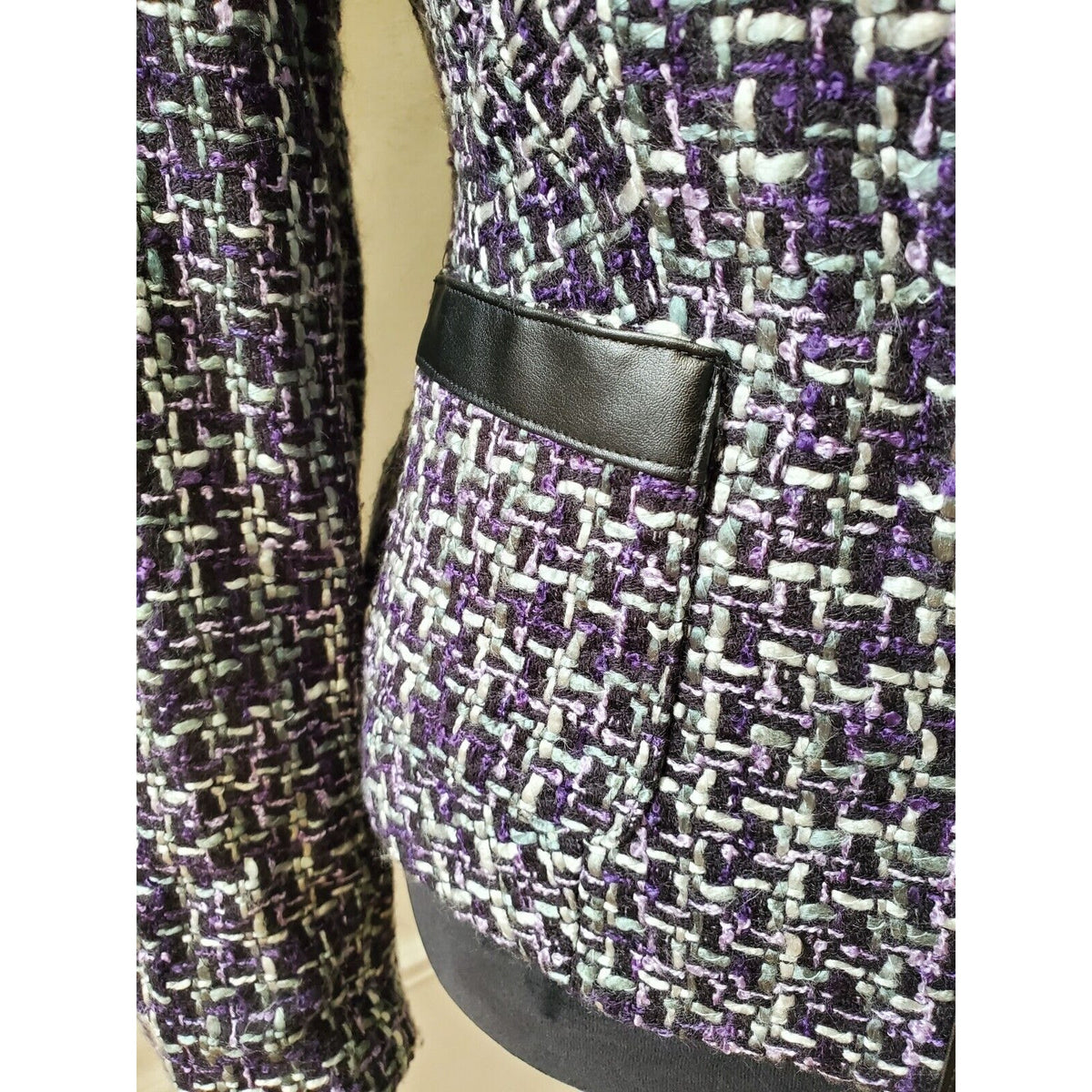 Zac & Rachel Women Purple 100% Acrylic Long Sleeve Button Front Jacket Blazer 8