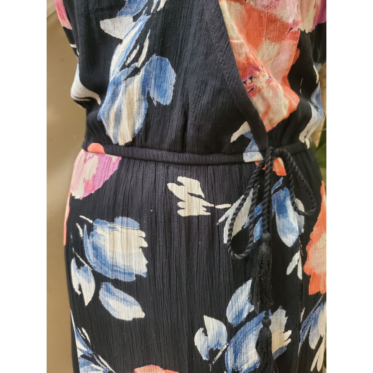 Band of Gypsies Women's Multicolor Floral Viscose V-Neck Long Maxi Dress Small