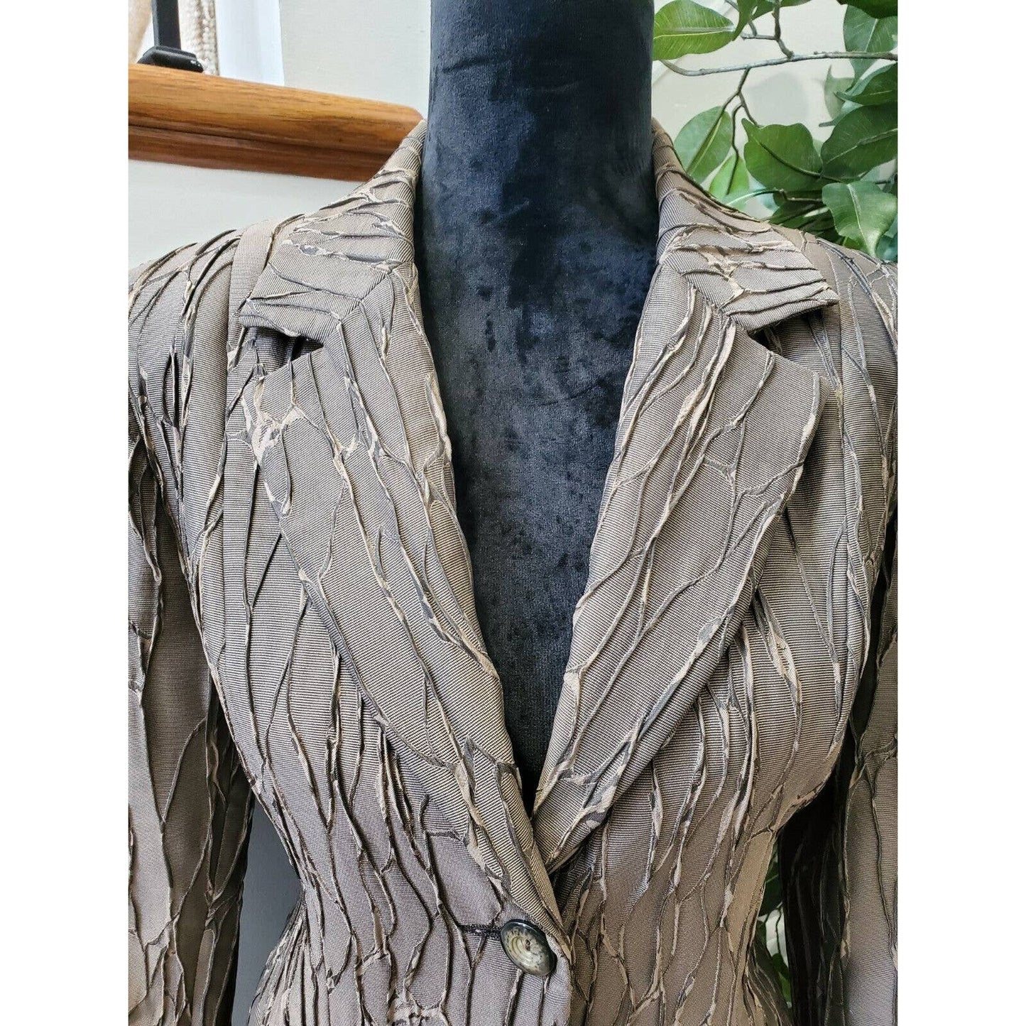 Vintage Serge Dana Brown Polyester Long Sleeve Single Breasted Fitted Blazer 40