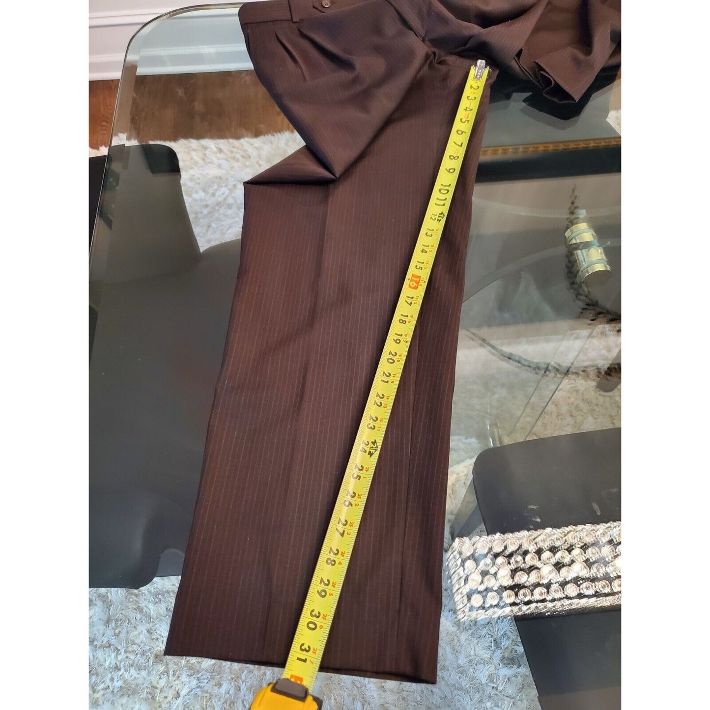 Lineage Men's Brown Lined Wool Single Breasted Blazer & Pant 2 Piece Suit 44X31