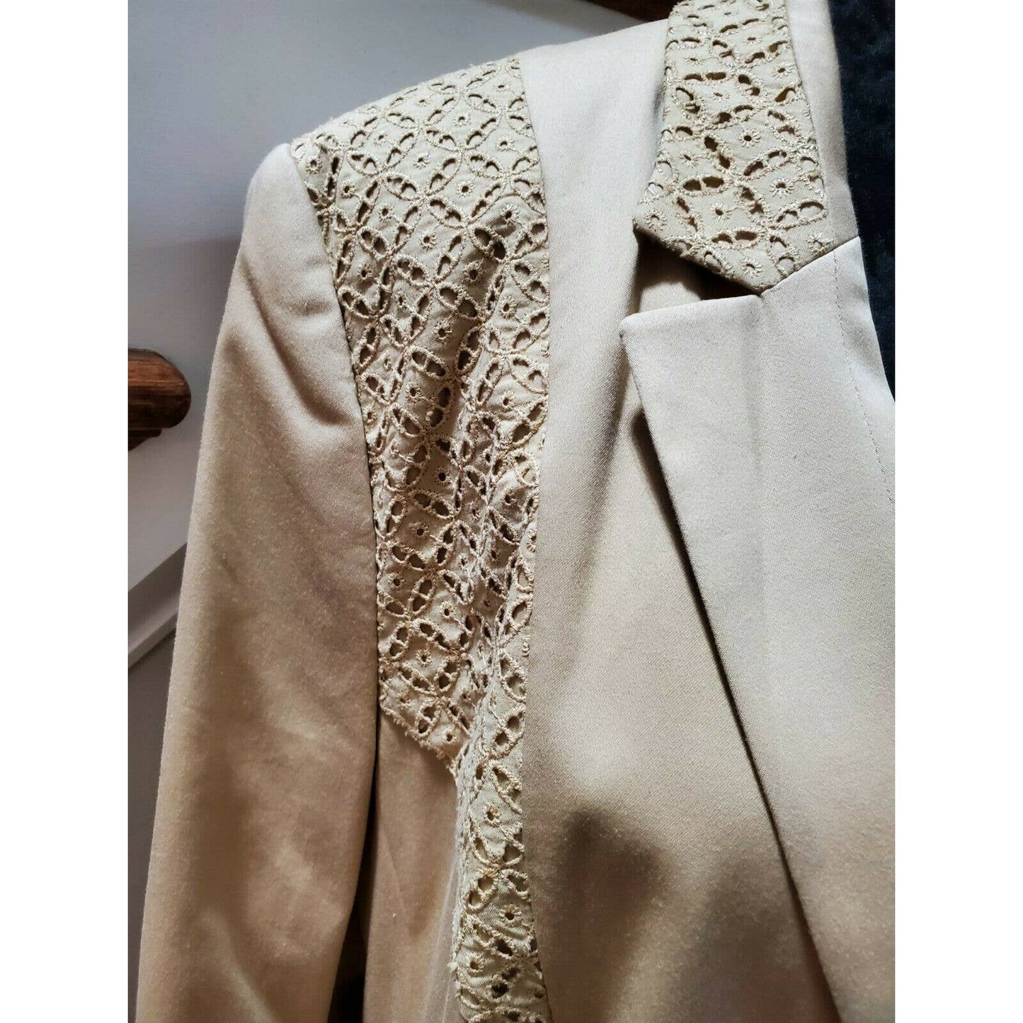 Bloomingdale's Basler Womens Tan Polyester Long Sleeve Single Breasted Blazer 50