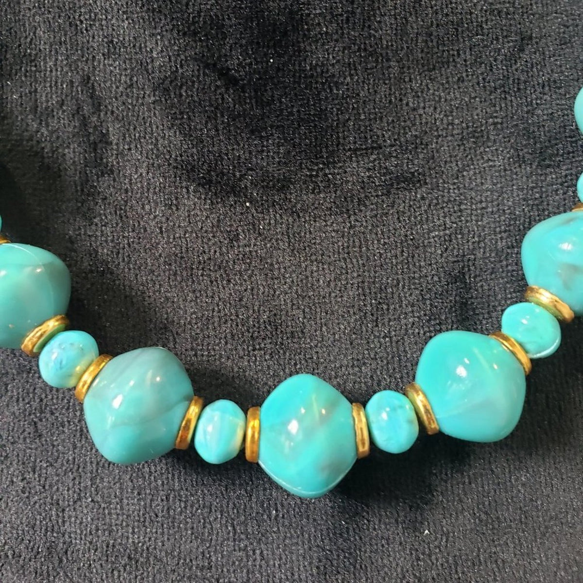 Women's Fashion Blue Turquoise Stone Beaded Collar Necklace with Lobster Clasp
