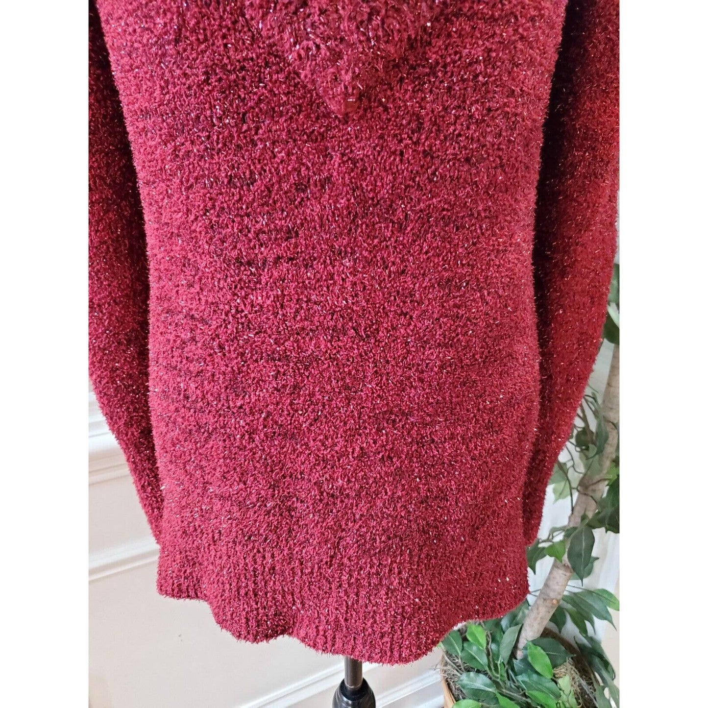 Ava & Viv Women's Red Polyester V-Neck Long Sleeve Pullover Knit Sweater Size 2X