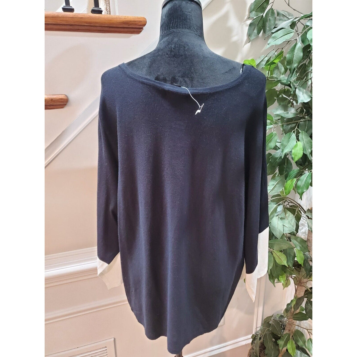 Alfani Women's Black Rayon Round Neck Long Sleeve Casual Top Blouse Size X-Large