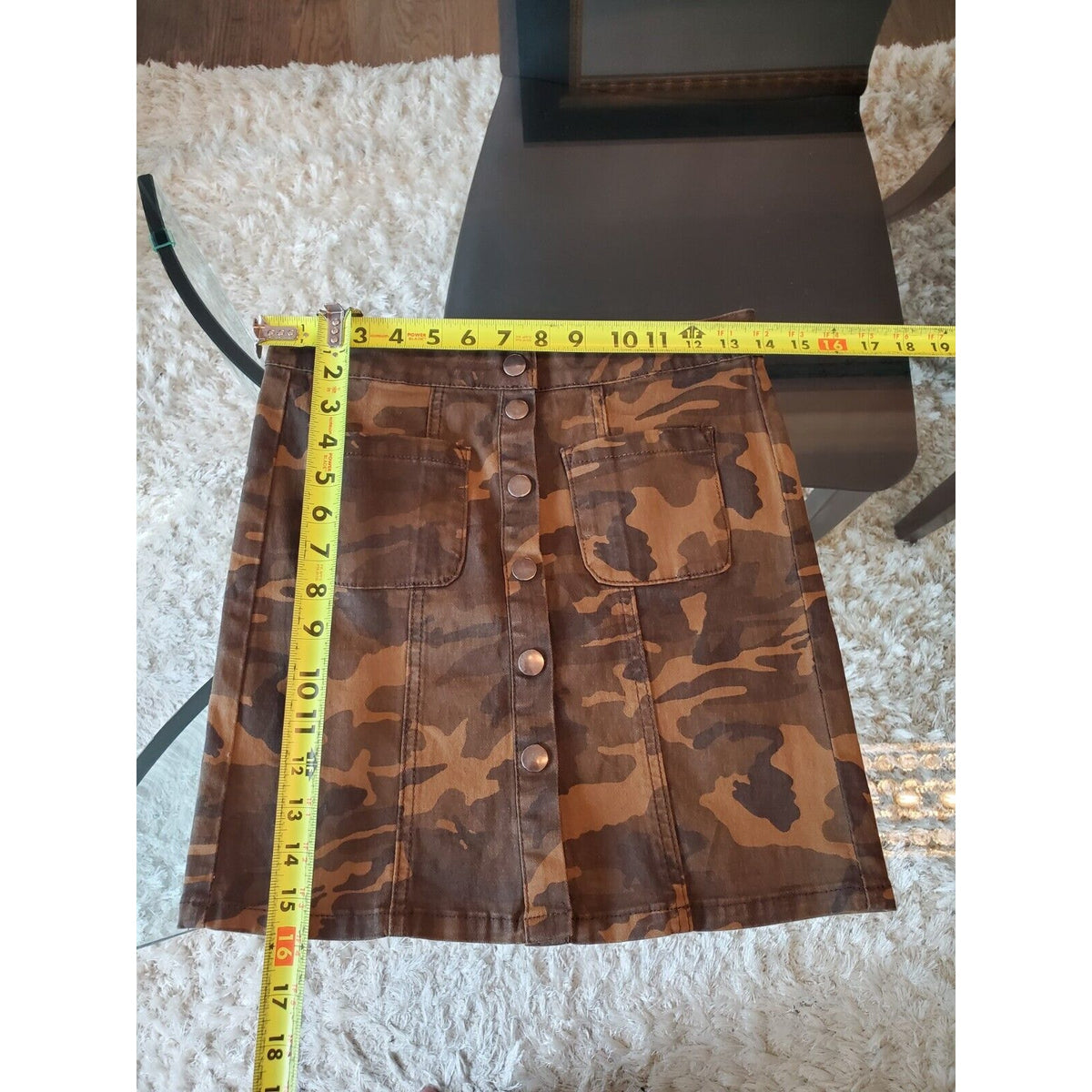 American Bazi Women's Camouflage Cotton Button Front Straight Mini Skirt Small