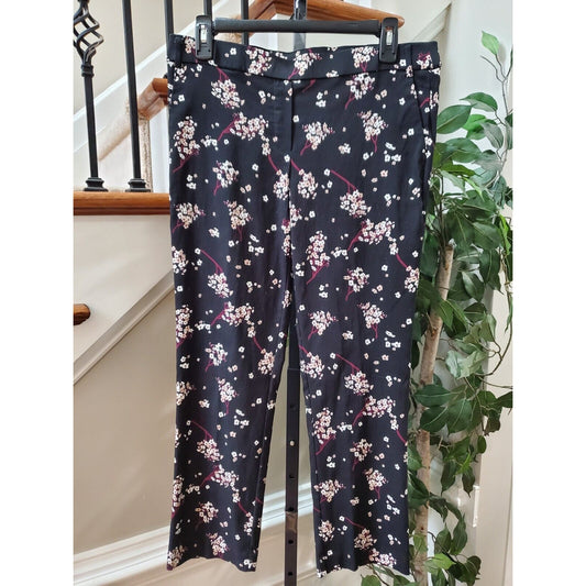 Jules & Leopold Womens Black Floral Rayon Mid Rise Straight Leg Casual Pant M