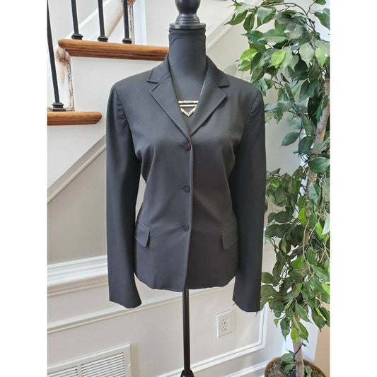 Nine West Women's Black Polyester & Rayon Long Sleeve Three Button Blazer 10