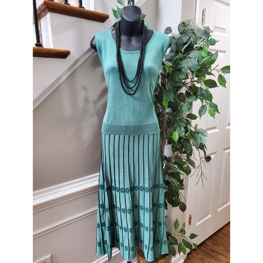 Lapis Women Blue Polyester Round Neck Sleeveless Long Maxi Dress Size X-Large