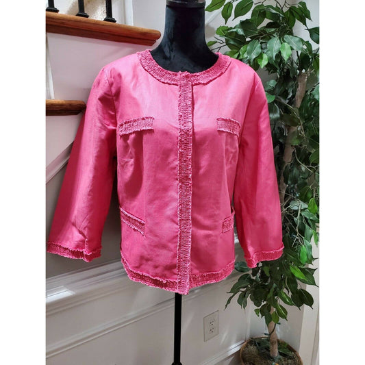 Talbots Women's Pink Linen & Cotton Long Sleeve Casual Jacket Blazer Size 20