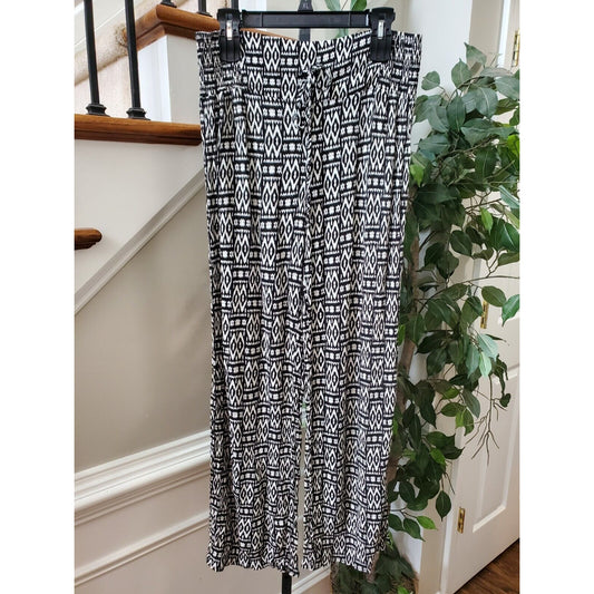 C. Wonder Women's Black & White Polyester Comfort Waist Pull On Trouser Pant L