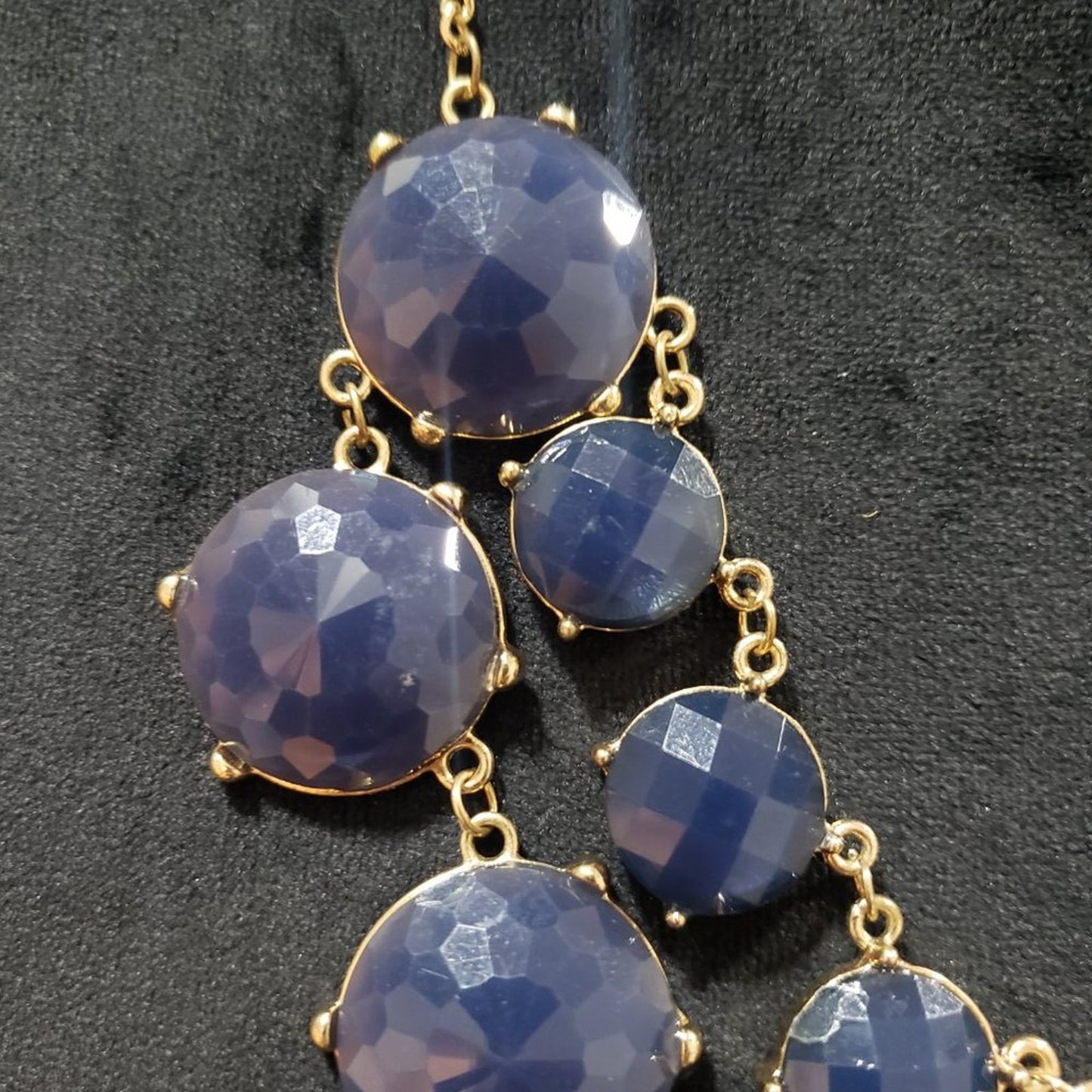Women's Blue Round Beaded Pearl Chain Fashion Jewelry Necklace