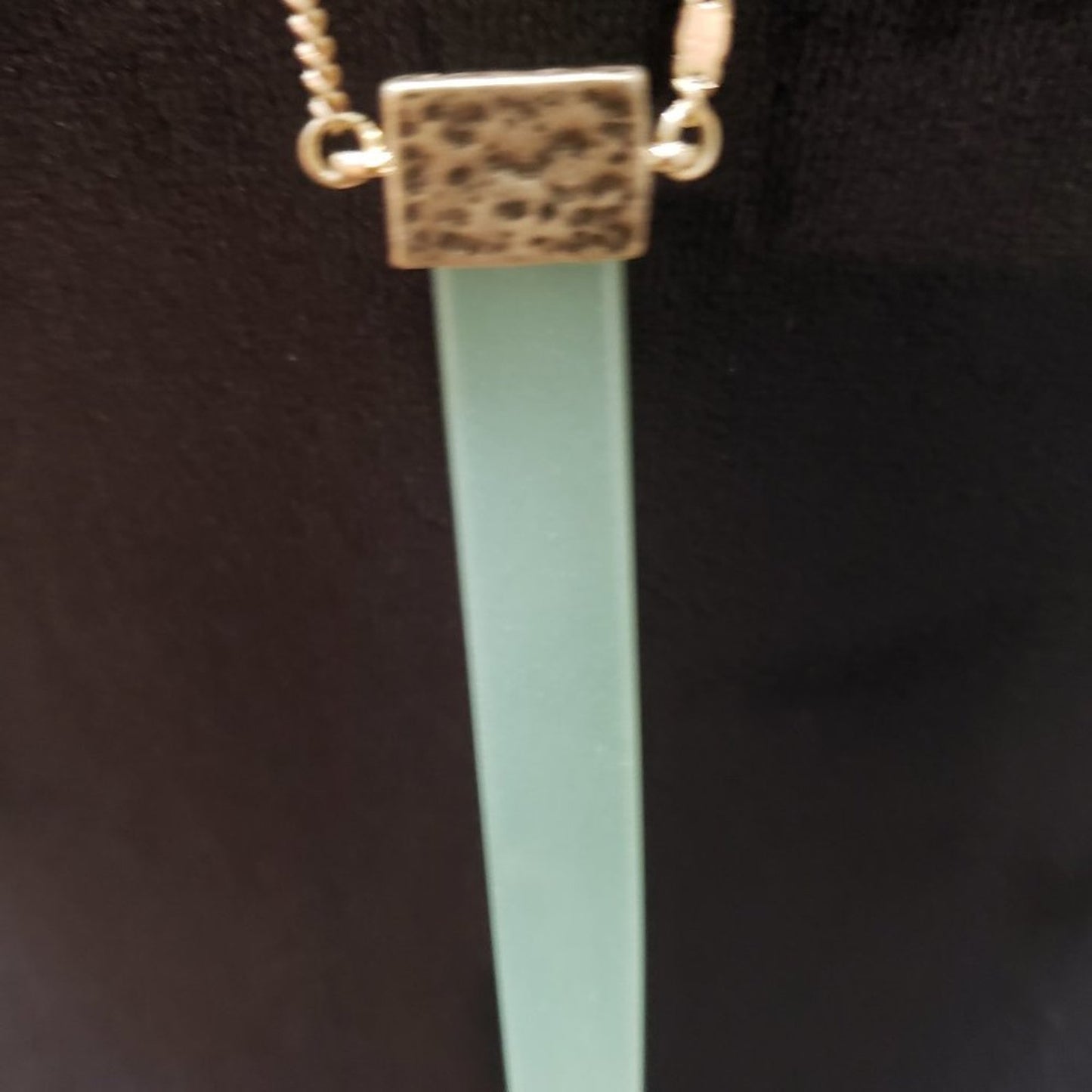 Gold Tone Chain with Crystal Point Light Green Necklace Pendant