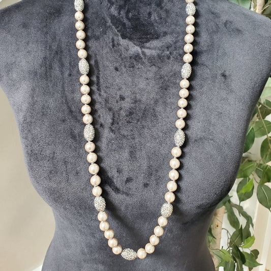 Chicos Womens Beige Plain Round Pearl  with Lobster Clasp Charm Necklace