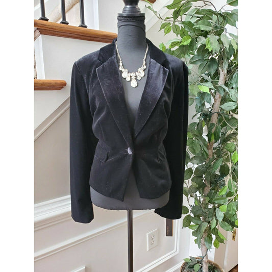 Daisy Fuentes Women's Black Polyester Long Sleeve One Buttons Fitted Blazer XL