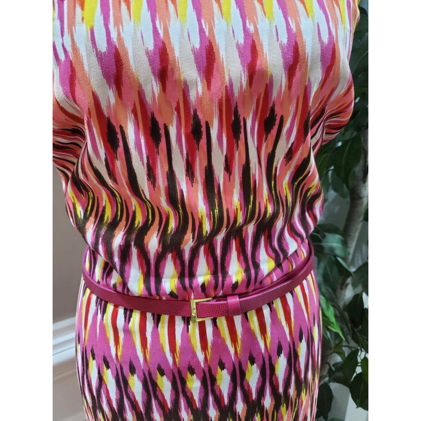 Roz & Ali Women Multicolor Polyester Round Neck Sleeveless Knee Length Dress 20W
