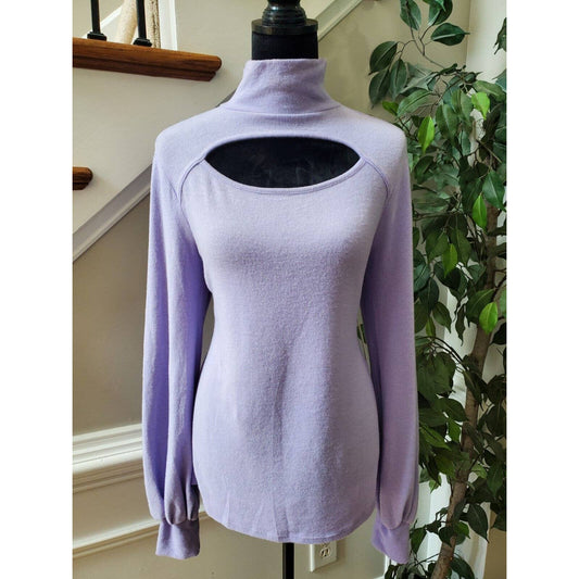 Another Reason Women's Purple Polyester High Neck Long Sleeve Pullover Sweater M