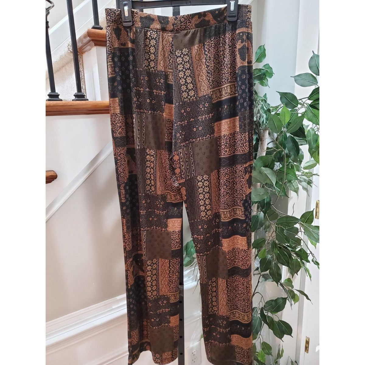 Jaclyn Smith Women's Brown Polyester Straight Leg Pull On Palazzo Pant Size L