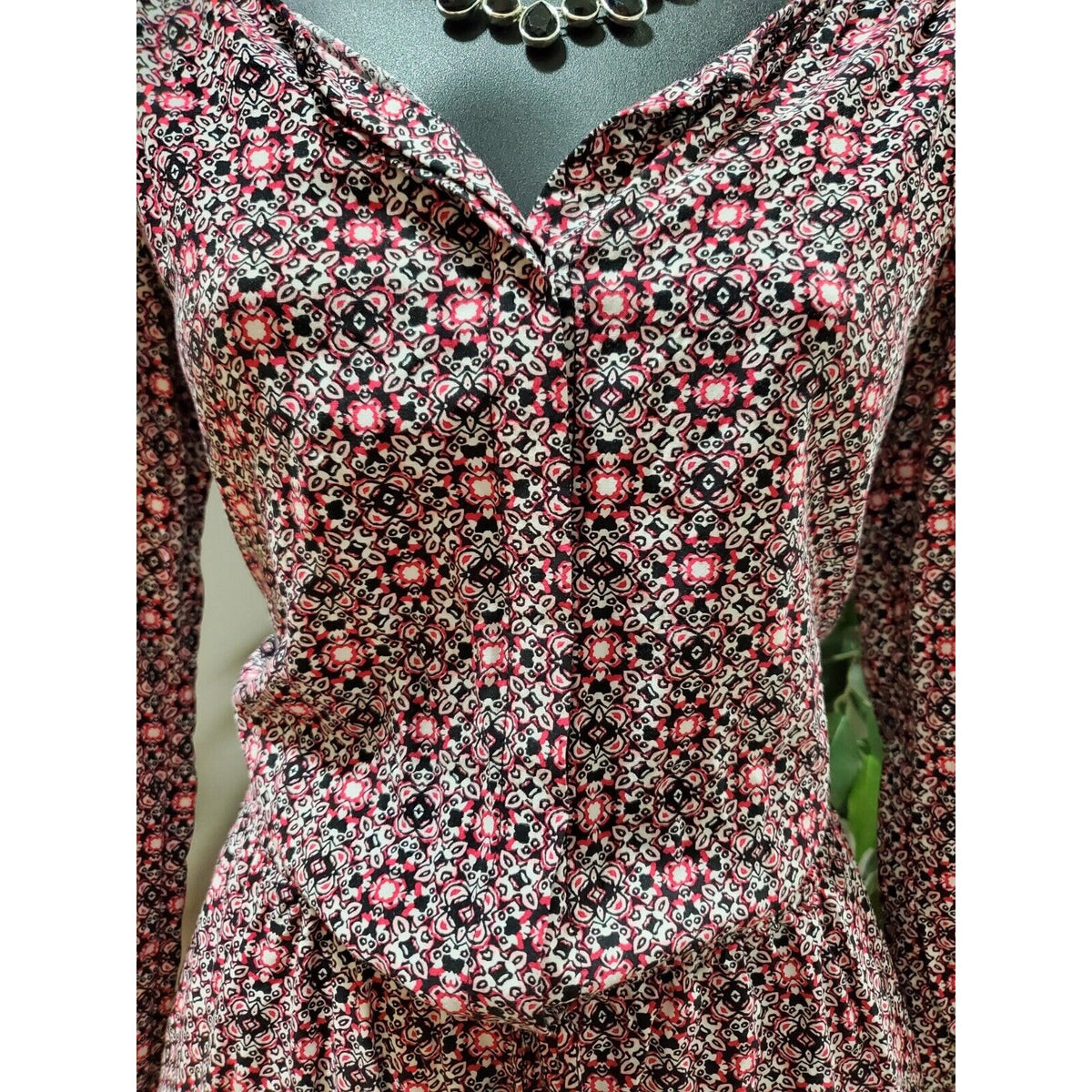 Gap Women Multicolor Rayon Sweetheart Neck Long Sleeve Casual Romper Size Small