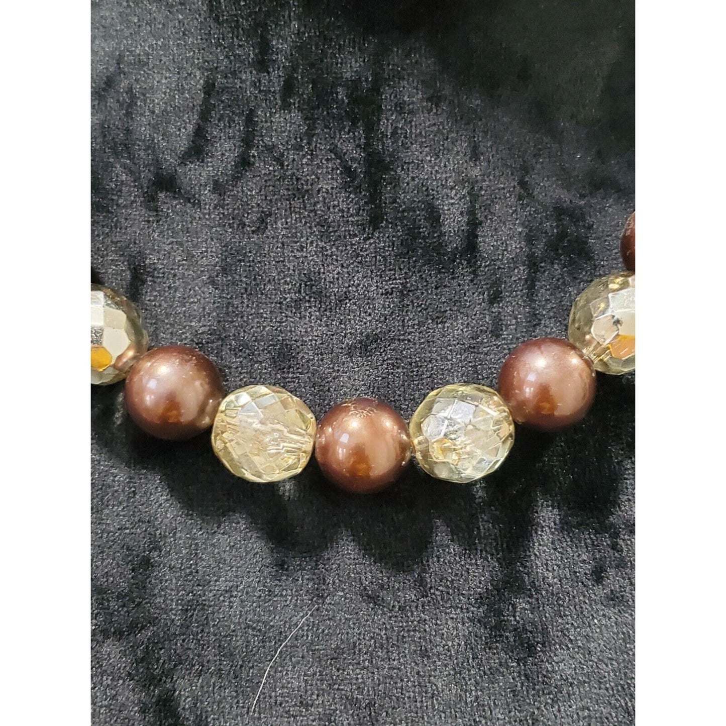 Women's Faux Pearl Round Bubble Glitzy Topaz Rhinestone Beaded Stylish Necklace