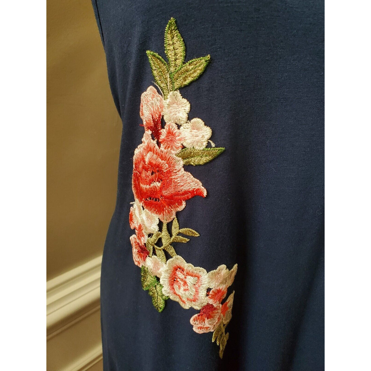 Shein Curve Women Blue Floral Square Neck Sleeveless Knee Length Dress Size 2XL