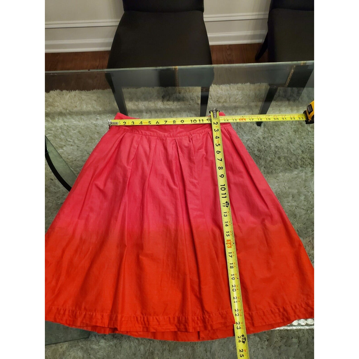 H&M Women's Pink & Red Solid 100% Cotton A-Line Casual Knee Length Skirt Size 6