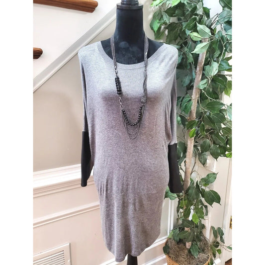 H&M Women's Gray Acrylic Round Neck Long Sleeve Pullover Sweater Dress Size XS/S