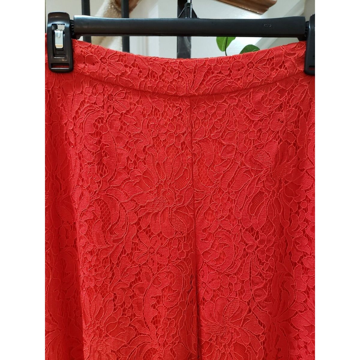 Isla Maude Womens Red Lace Floral Cotton Elastic Waist Casual Capri Pants Small