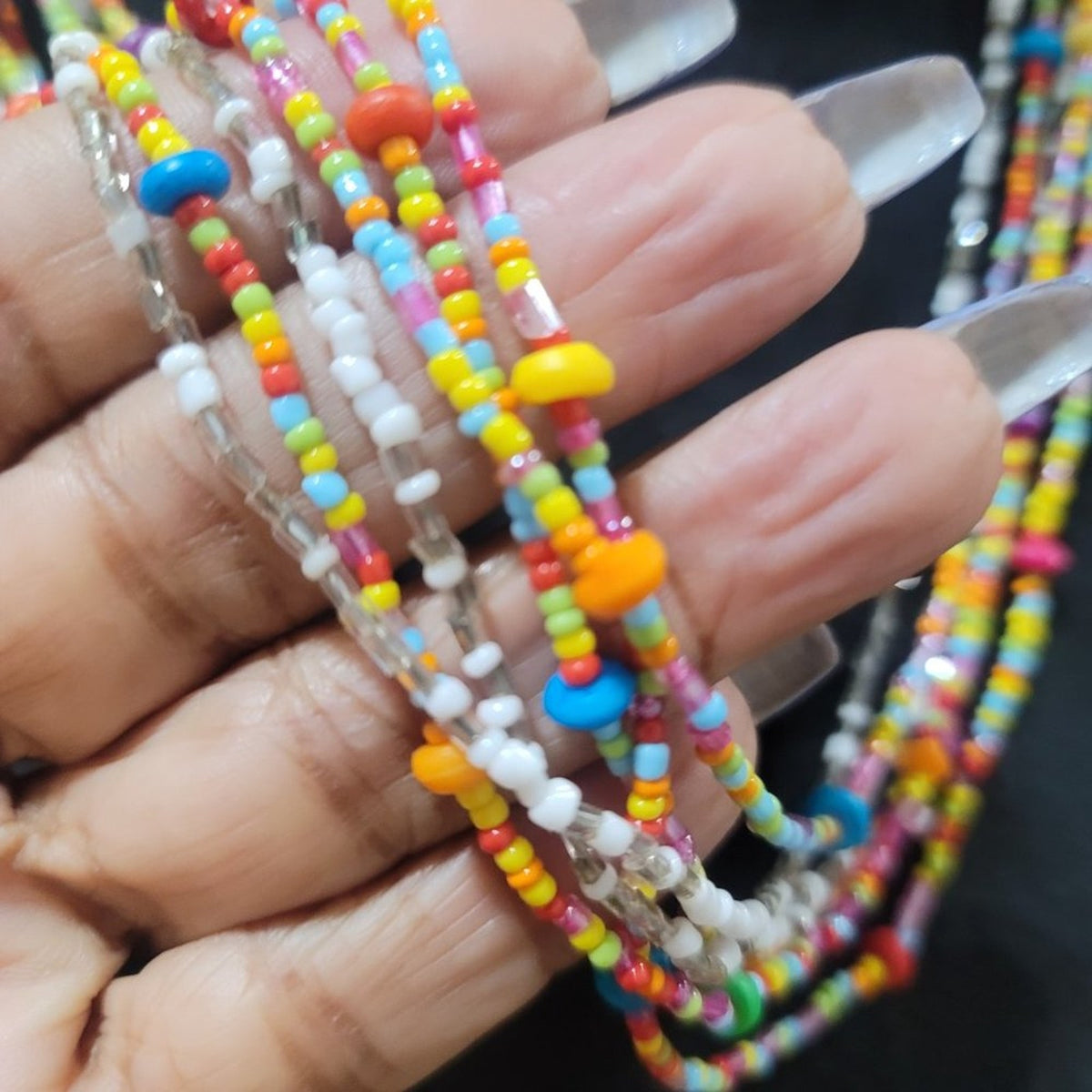 Vintage Bohemia Handmade Rainbow Seed Beads Simple Choker Necklace