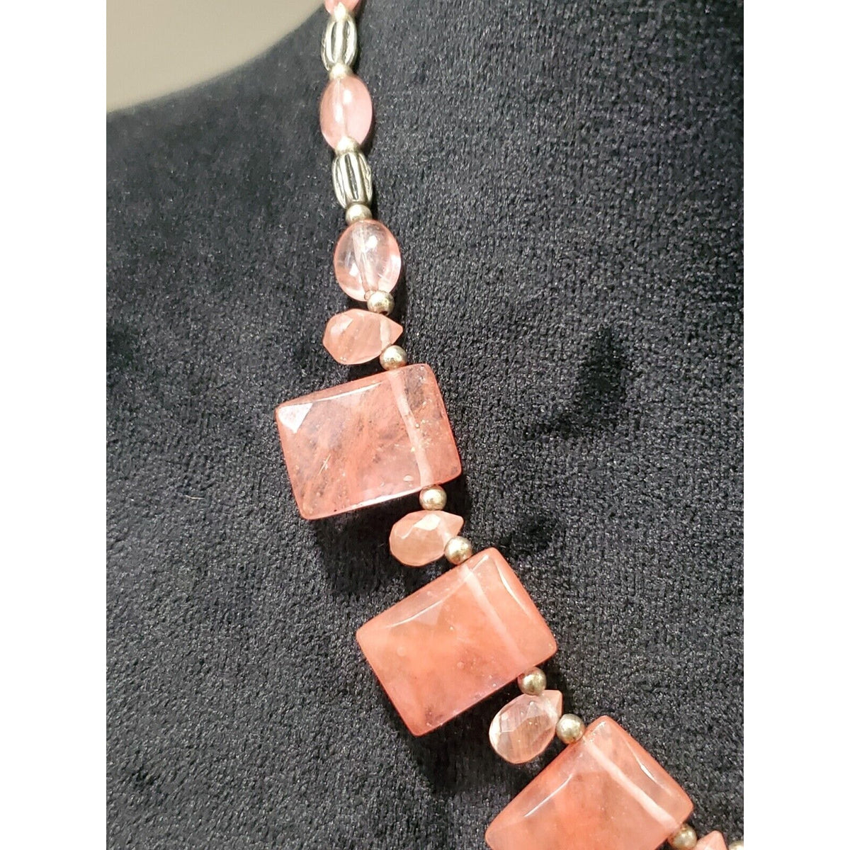 Women's Pink Quartz Rectangle Stylish Necklace