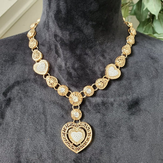 Womens Gold Southwestern Heart Shaped Fashion Jewelry Necklace