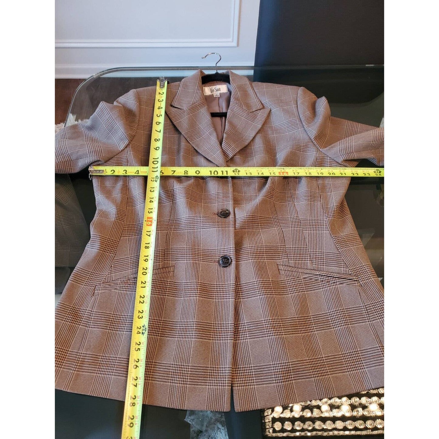 Le Suit Womens Brown Polyester Single Breasted Blazer & Pant 2 Piece Suit 18
