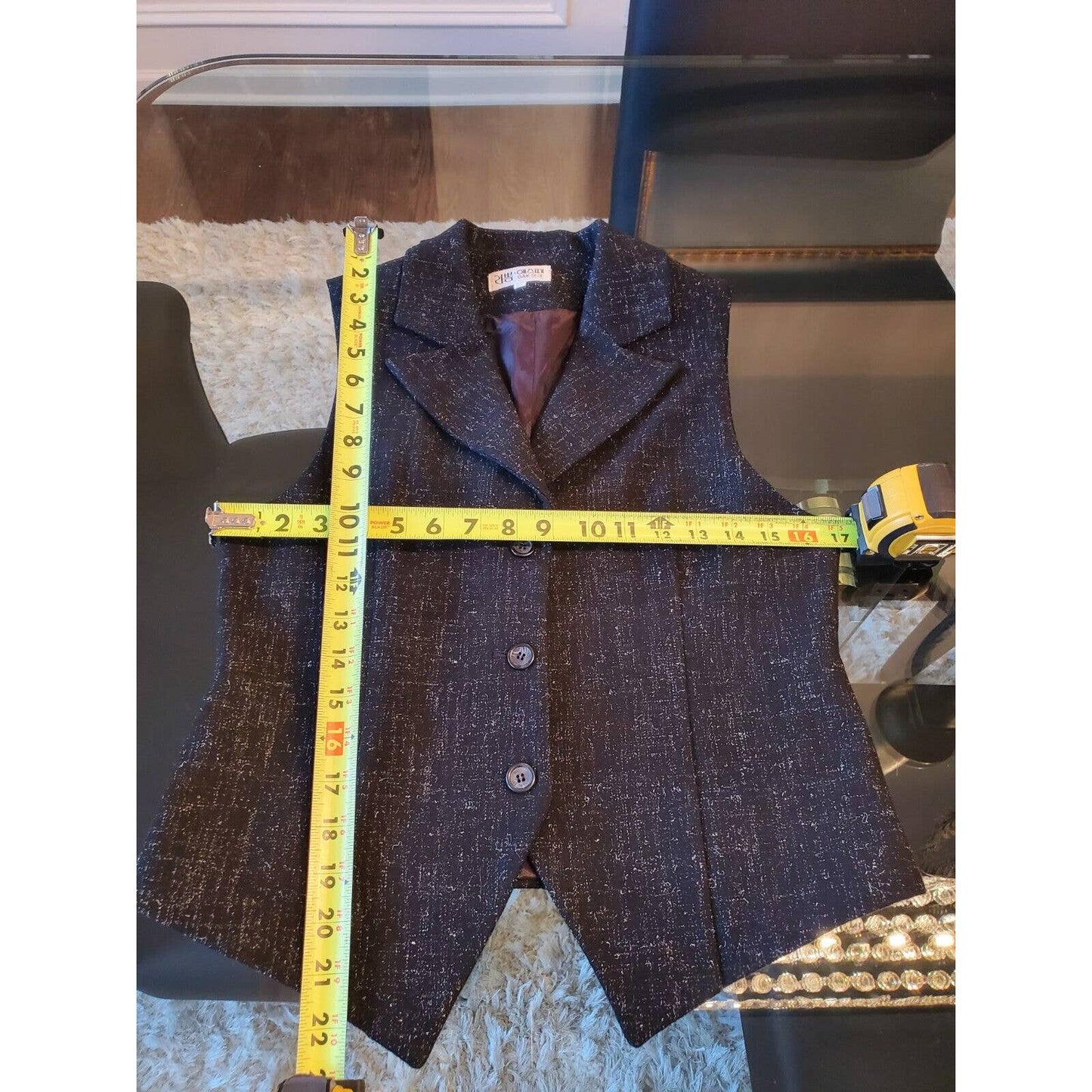 Women's Black Polyester Long Sleeve Single Breasted Fitted Vest & Blazer Medium