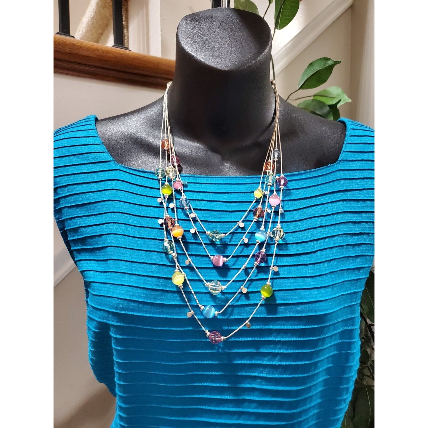 Vintage Sarah Elizabeth Blue 100% Rayon Round Neck Sleeveless Long Maxi Dress 12