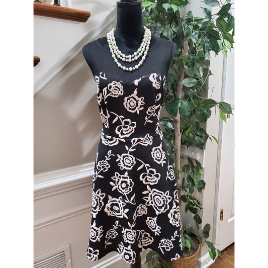 Trixxi Womens Black Embroidered Floral Polyester Sleeveless Knee Length Dress 1X