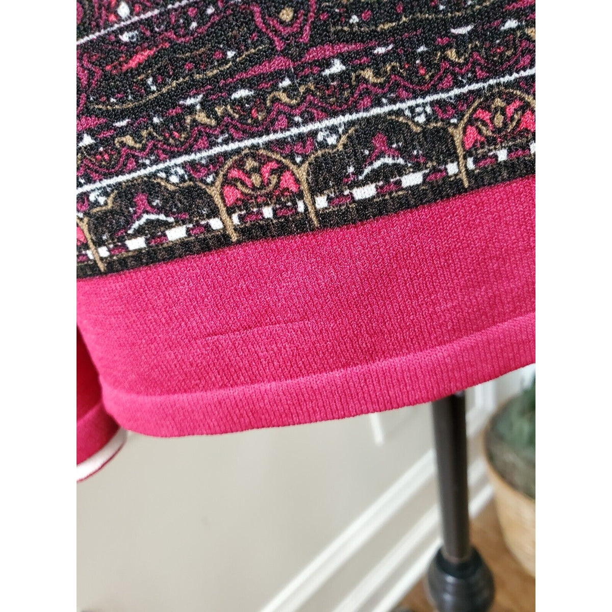 Cache Top Poncho Blouse Pink Paisley Knit Kimono Batwing Sleeves No Belt Size M