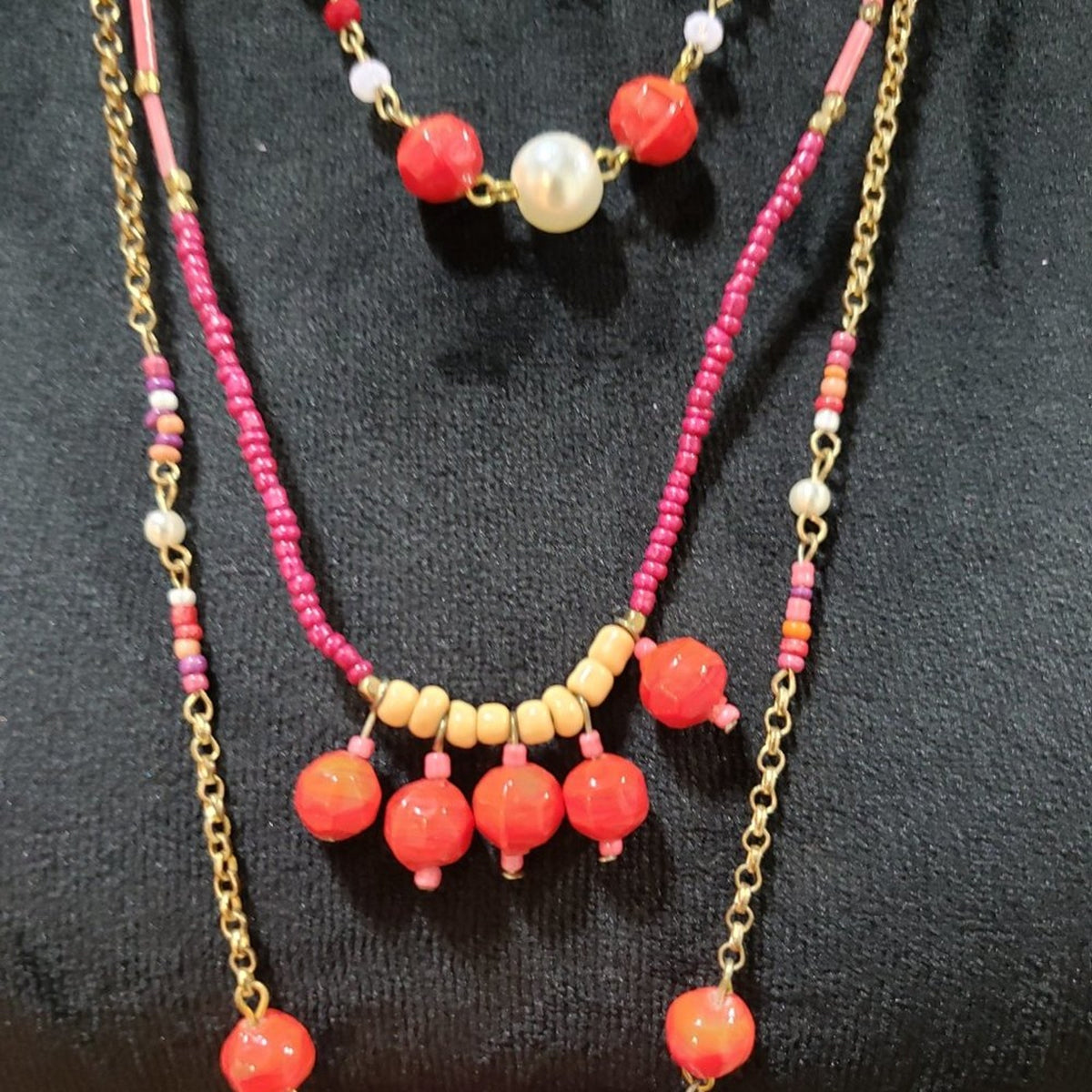 Womens Fashions Multicolor Beaded Teardrop Necklace Jewelry w/ Lobster Clasp