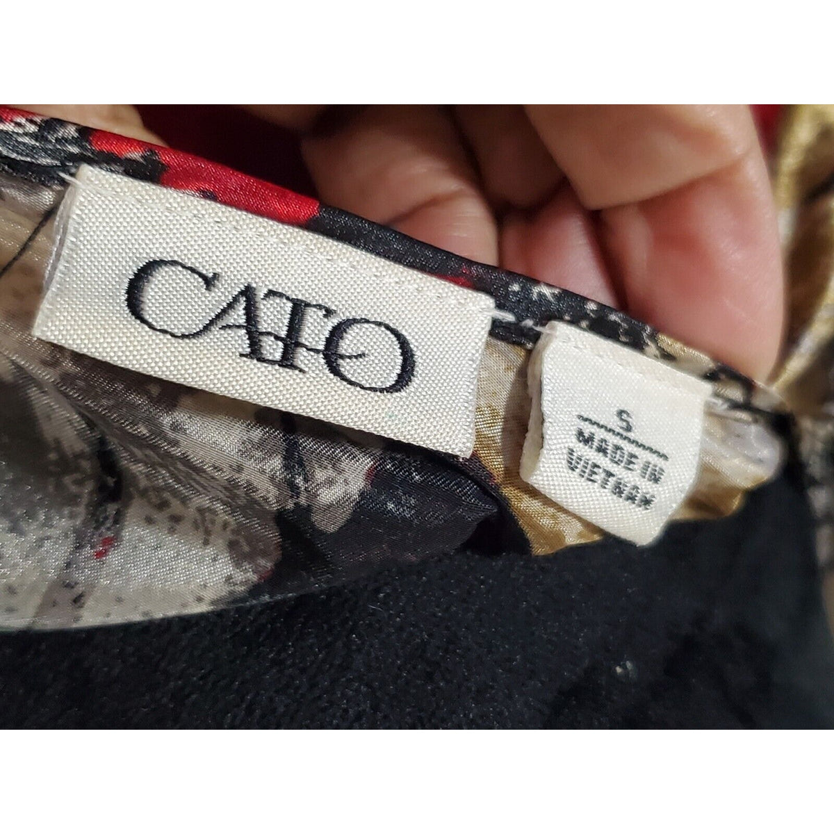 Cato Women Red Floral Polyester Round Neck Long Sleeve Casual Top Blouse Small