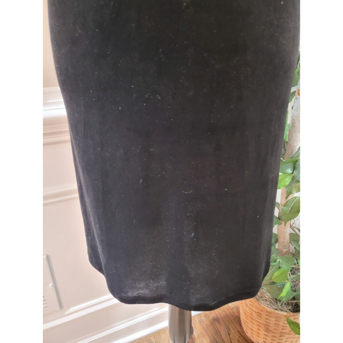 Michael Kors Velvet Black Polyester Round Neck Short Sleeve Knee Length Dress XL