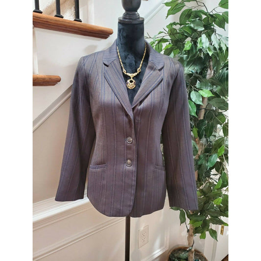 Pendleton Women's Brown Wool Three Buttons Single Breasted Fitted Blazer Size 10